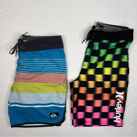 Hurley and Quiksilver Boys’ Board Shorts Size 14 Lot Of 2 - Picture 1 of 7